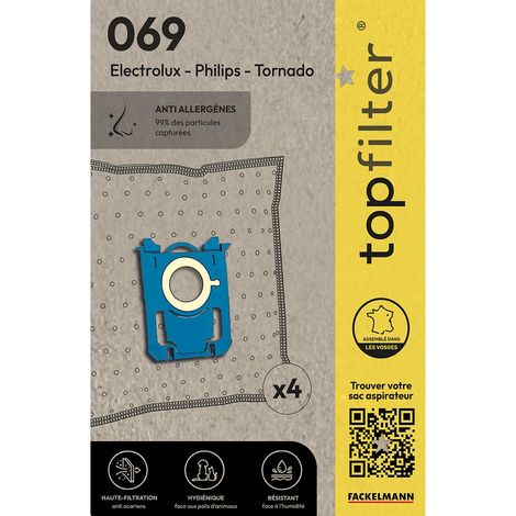 Lot de 4 sacs aspirateur Tornado, sac aspirateur, poche aspirateur, Non tissé polypropylène, Plastique, Caoutchouc, 30 x 26 cm (1/5)