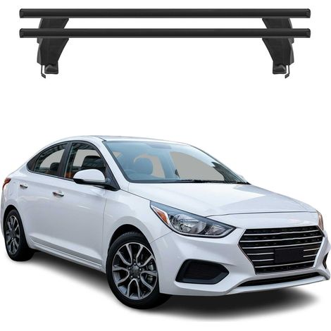 OMAC Dachträger Querträger Alu für Hyundai Accent V Limo 2017-2023 – Abschließbar – T-Nut – City-Crash-getestet – Max. 50 kg Schwarz (1/5)