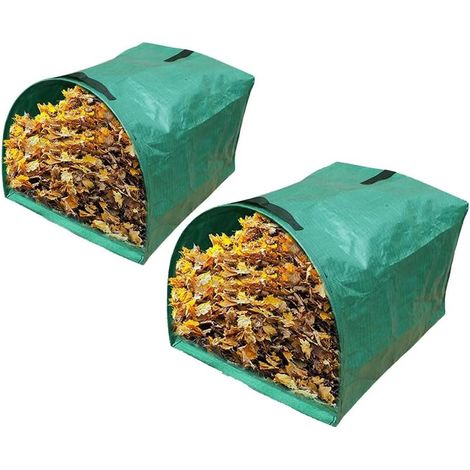 Lot de 2 sacs à déchets de jardin pour la collecte des feuilles, sacs de jardinage en PE, sacs à gazon et à feuilles, grands sacs de jardinage à pelle à poussière, conteneurs à déchets de jardin réuti (1/4)