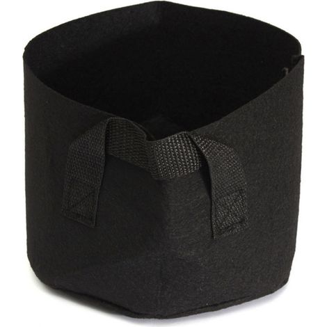 Bolsa de lona negra para plantar, 50 x 30 cm (15 galones), ideal para jardines urbanos, plantas altas, llenado rápido, drenaje óptimo. (1/5)
