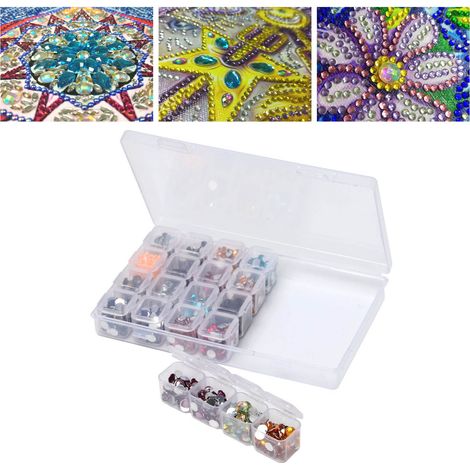 Organiseur en plastique 4 pièces, 28 compartiments, design séparé, boîte à bijoux transparente, bagues en cristal (1/5)