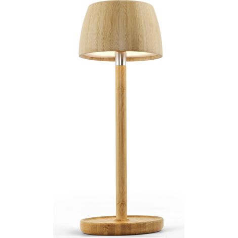 Lampe de Table LED Sans Fil en Bambou Rechargeable–Lampe de Chevet Tactile Dimmable,Style Scandinave Bohème,Étanche,Lumière d’Ambiance pour Chambre, Salon, Jardin et Extérieur-BAMO TL11 (1/5)