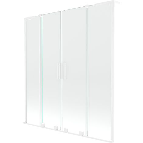 Mexen Velar L Duo Wannenspritzschutz 2-teilig verschiebbar 140 x 150 cm, transparent, weiß - 896-140-003-02-20 (1/2)