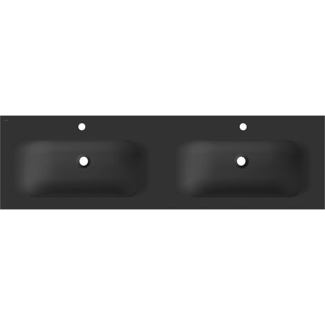 Mexen Vela lavabo encastré sous plan double 161 x 46,5 cm, noir mat - 25231671D (1/3)