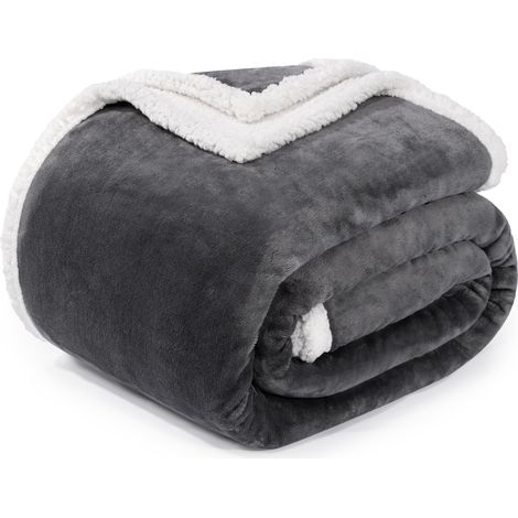 Couvertures en Molleton Sherpa, Couverture et jeté en Flanelle Douce, Moelleuse et Douillette, pour canapé, lit, Sofa pour Adultes (127 x 152,4 cm, Gris) (1/5)