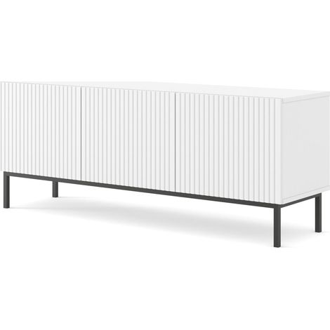 MOBILE RAVENNA B PORTA TV MDF FOILED 3D 150 BIANCO OPACO TELAIO NERO