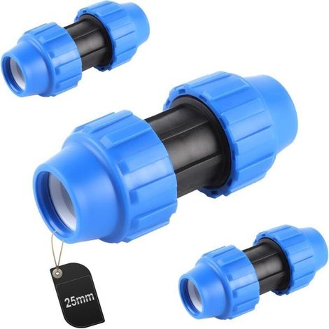 Lot de 3 raccords en polypropylène et polyéthylène, diamètre 25 mm, couleur bleue (1/4)