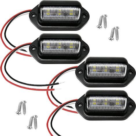 4PCS Lampe de placa d'immatriculation LED, 12V-24V DC Impermeable 6-SMD Lámpara de matrícula Luz trasera, Para camión SUV Remolque Furgoneta RV Barcos como luz de cortesía de escalón, luces de techo/c (1/5)