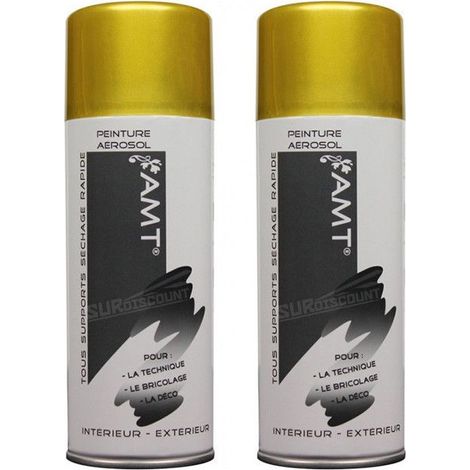 Bombe de Peinture - Jaune Gold - Lot de 2 - 330ml - Acrylique Intérieur/Extérieur