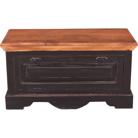Meuble à chaussures banc d'entrée avec abattant style rustique antique bicolore pour 6 paires - PANGIVO (1/5)