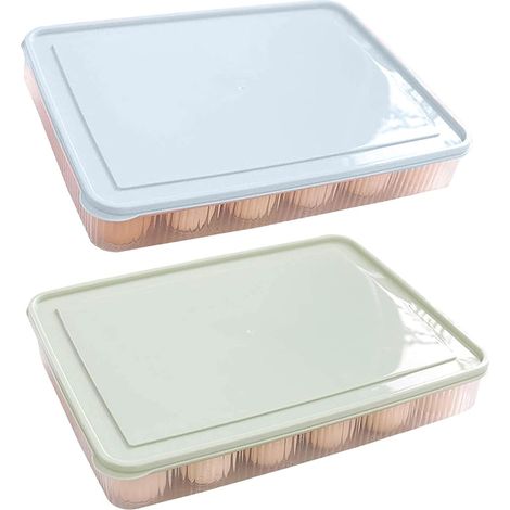 Boîte à Oeufs Plastique, 2 Pcs Plateau pour Oeuf avec Couvercles, Boîte de Rangement pour Oeufs Empilable, Porte-oeufs pour Réfrigérateur, Conteneur de Stockage pour 24 Oeufs pour Cuisine, Extérieur (1/4)