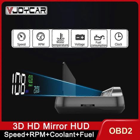Rétroviseur HUD MX10 pour voiture, affichage tête haute, OBD2, projecteur de vitesse pour pare-brise, alarme de sécurité, élévation automatique du rétroviseur, régime moteur, tension (1/4)