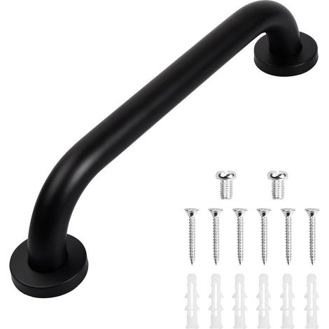 Barre Appui de Salle de Bain 30cm Barre de Maintien WC Poignée de Douche Aluminium avec Vis Noir (1/5)