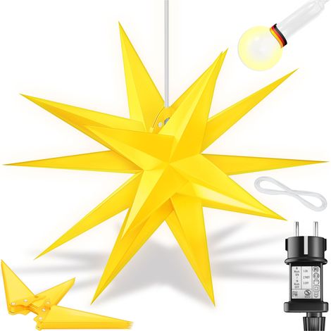 KESSER® Stella LED 3D, timer, interno ed esterno - 100 cm, Giallo, con timer (1/5)