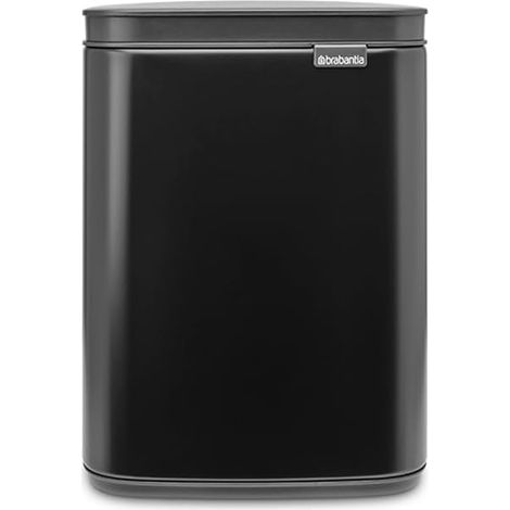 Poubelle de 4L - Petite & élégante - Ouverture facile et couvercle à fermeture souple - Hygiénique et peu encombrante - Fixation murale - pour salle de bains, toilettes, chambre - Black (1/5)