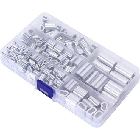 Lot de 250 Douilles de Câble en Aluminium 8 Orifices, Manchon de Sertissage Double Barillet pour Corde, Kit pour Industrie Ferroviaire et Camping-Car (1/5)