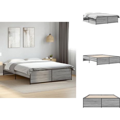Cadre de lit sans matelas sonoma gris 150x200 cm - Cadre De Lit - Lit Double - Sommier - Lit Design - Lit Moderne (1/5)