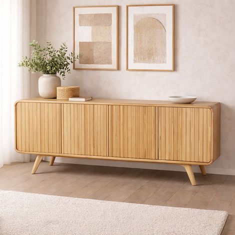Buffet 4 portes 200x46x80 cm en chêne naturel - SUBLY (1/5)