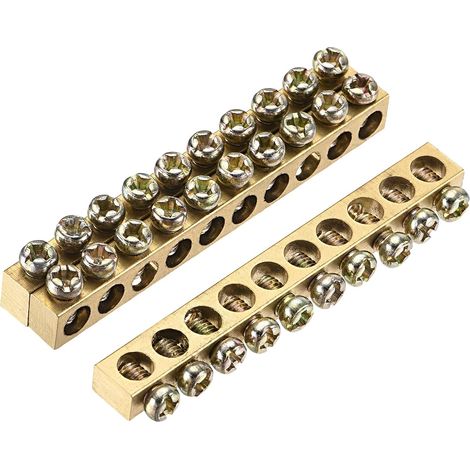 sourcing map Borne Terre Barre Vis Bloc Barrière Laiton 10 Positions 65mmx5,5mmx7,5mm pour Électrique Distribution 3 Pièces (1/5)