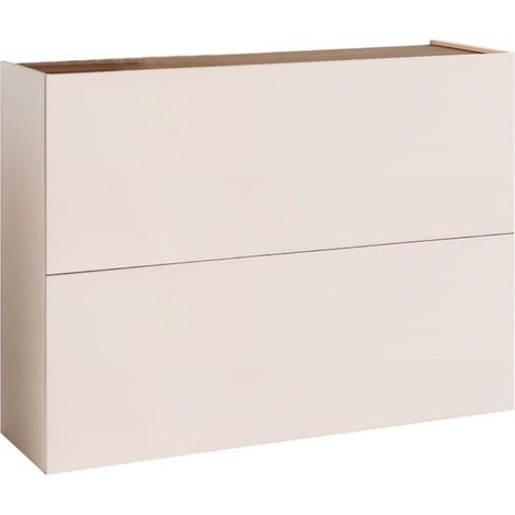 Meuble à chaussures 2 portes abattantes laqué beige poudré à poser au sol ou à suspendre - PAVEL