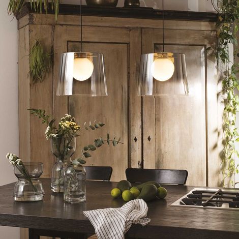 Ideal Lux FADE Dome Suspension Plafonnier Verre Ambre Shade (1/2)