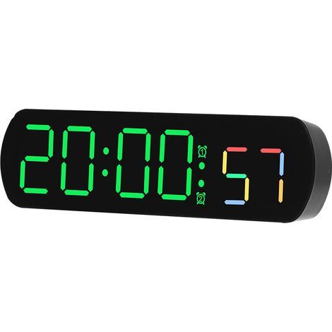 Einfacher, multifunktionaler LED-Wecker mit Temperaturanzeige, Sekundenzeiger und Countdown-Timer, ideal als Nachttischwecker – schwarzes und grünes Licht