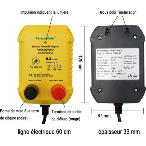 Électrificateur de Clôture Électrique 230V 0,3 Joule pour Animaux et Protection de Jardin (1/5)