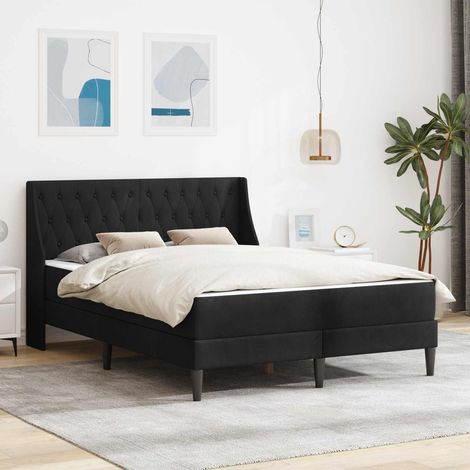 Cadre de lit avec matelas Noir 120 x 190 cm Velours (1/5)