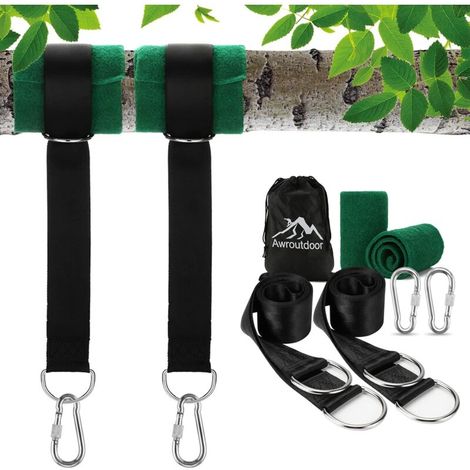 [NEVER USED] Extremely durable hammock with robust 150 cm suspension straps with D-ring – two snap hooks – maximum load 500 kg, fastening ropes for garden swing, hammock