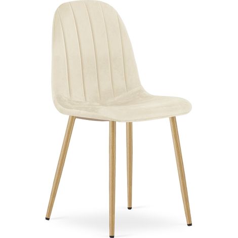 Sedia Padva in Velluto Beige e Gambe Effetto Rovere (1/5)