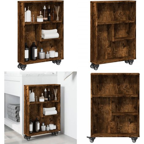 vidaXL Aufbewahrungswagen Schmal Räuchereiche 48x13x68cm Holzwerkstoff (1/5)