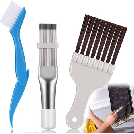 3 Pièces Peigne Aileron, Brosse Nettoyage Condenseur, Métal Et Plastique, Pour Climatiseur Réfrigérateur Sèche Linge