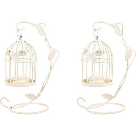 2 portavelas de metal hueco con forma de jaula de pájaro, estilo vintage, para lámpara de araña colgante, linterna, decoración de centro de mesa para bodas y hogar.