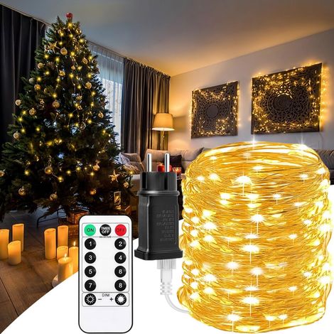30M 300 LEDs Lumières de Fées en Fil de Cuivre,Guirlandes Lumineuses Micro LED avec Prise et Télécommande,Blanc Chaud,8 Modes,Décoration pour Intérieure Extérieure,Noël,Anniversaire,Mariage (1/5)