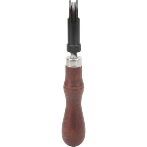 Rainureuse V Cuir, Pointe Rétractable en Acier Carbone, Manche en Bois pour Travail du Cuir DIY (1/5)