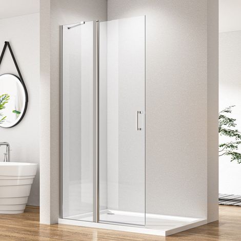 90 x 195 cm Walk in Dusche Duschwände Walk in Duschwand Pendeltür Drehtür Duschabtrennung Duschtrennwand Glaswand, 6mm Nano ESG-Sicherheitsglas
