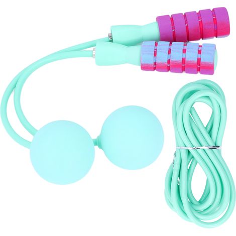 Corde à sauter sans fil 2 en 1 (grosse boule + corde PVC) lestée, double roulement à billes, fitness intérieur adulte, saut à la corde sans fil avec boule, poignée couleur aléatoire, vert (1/5)