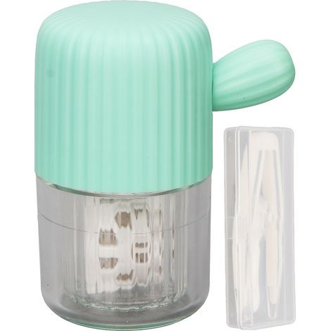 Boîtier de Nettoyage de Lentilles Portable, Mini Case de Lavage Manuel pour Lentilles de Contact Quotidiennes, Vert (1/5)
