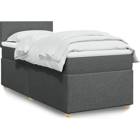 Boxspringbett mit Matratze Dunkelgrau 90x190 cm Stoff