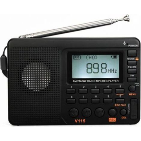 ALLIANDISRadio portable, petite radio rechargeable, radio FM AM SW pour la maison, l'extérieur et les urgences (noir) (1/4)