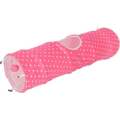 Tunnel pour chat - KERBL - Puntino - Rose/blanc - L. 100 cm × Ø 25 cm