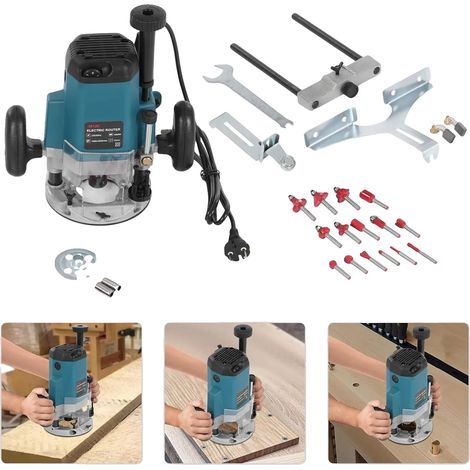 Débroussailleuse Électrique, Puissance de 2200W, Vitesse de 10000-23000 RPM, Profondeur de Coupe Max de 5,8 cm, 15 Lames de Fraisage, Compatibilité de Mandrin de 6,35 mm à 12,7 mm (1/5)