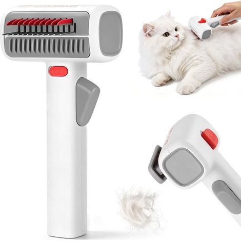 Peine desenredante 2 en 1 para mascotas: herramienta profesional para desenredar el pelo de perros y gatos. Peine y cepillo suave para el subpelo (1/4)
