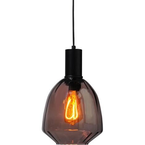 Lampe suspendue noire Porto avec verre rouge Nicolette - Ø 20cm - 2710-05-05-13 (1/3)