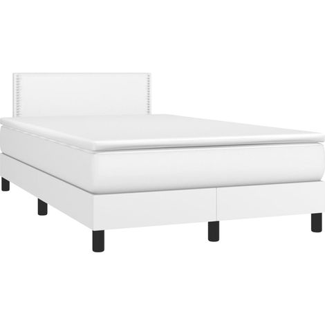 Estructura de cama LED con cabecero con somier colchón 120x200 cm sintético blanco TDL0208728
