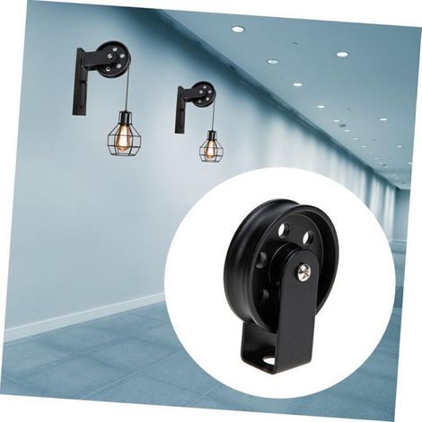 Roue de Poulie Rétro Noire pour Suspension de Lampe – Accessoire Vintage DIY pour Décoration Intérieure – Facile à Installer et Durable (1/5)