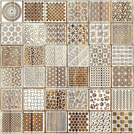 Pochoirs Modèle de Peinture 36 Pièces Pochoirs de Peinture,Pochoirs Géométriques en Nid d'Abeille, Pochoir Peinture blanc POCHOIR (1/4)