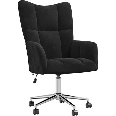 Poltrona da ufficio con ruote, design moderno in velluto nero DEC026741