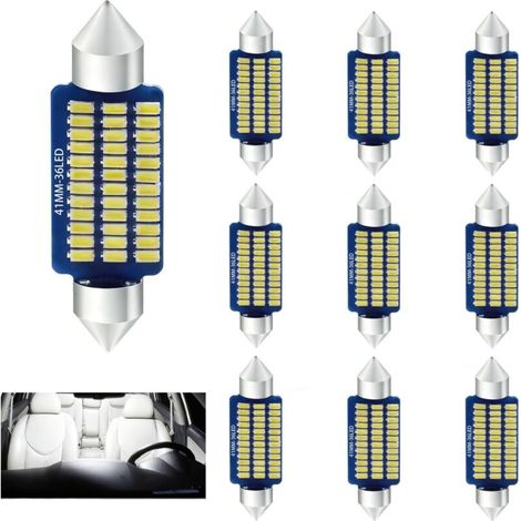 10 bombillas LED de 41 mm para el interior del coche, iluminación LED interior, bombillas blancas superbrillantes de 12 V, repuesto universal para luces de techo, luces de lectura, maletero y salpicad