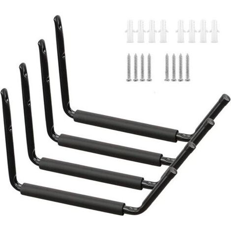 Crochets muraux de rangement adaptés aux garages et aux jardins, dotés de bras élargis et renforcés, parfaits pour suspendre kayaks, échelles, vélos, canoës et chaises pliantes. Charge maximale : 45 k (1/5)
